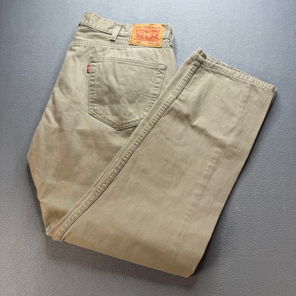 Levis 505 Jeans Regular Fit Straight Leg 40x32 (FIT39x30) Tan Denim Mens Casual